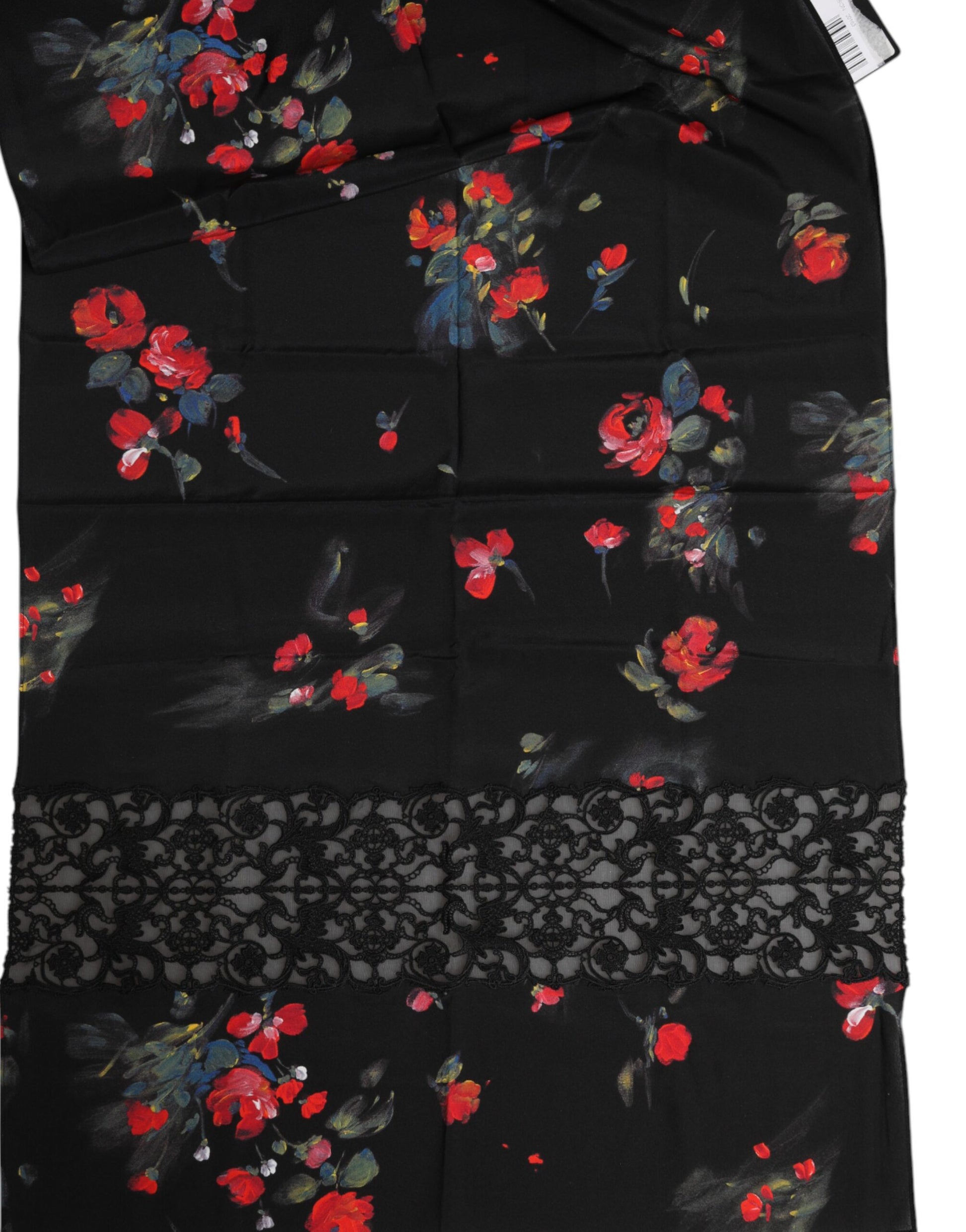 Black Floral Print Neck Warmer Wrap Scarf