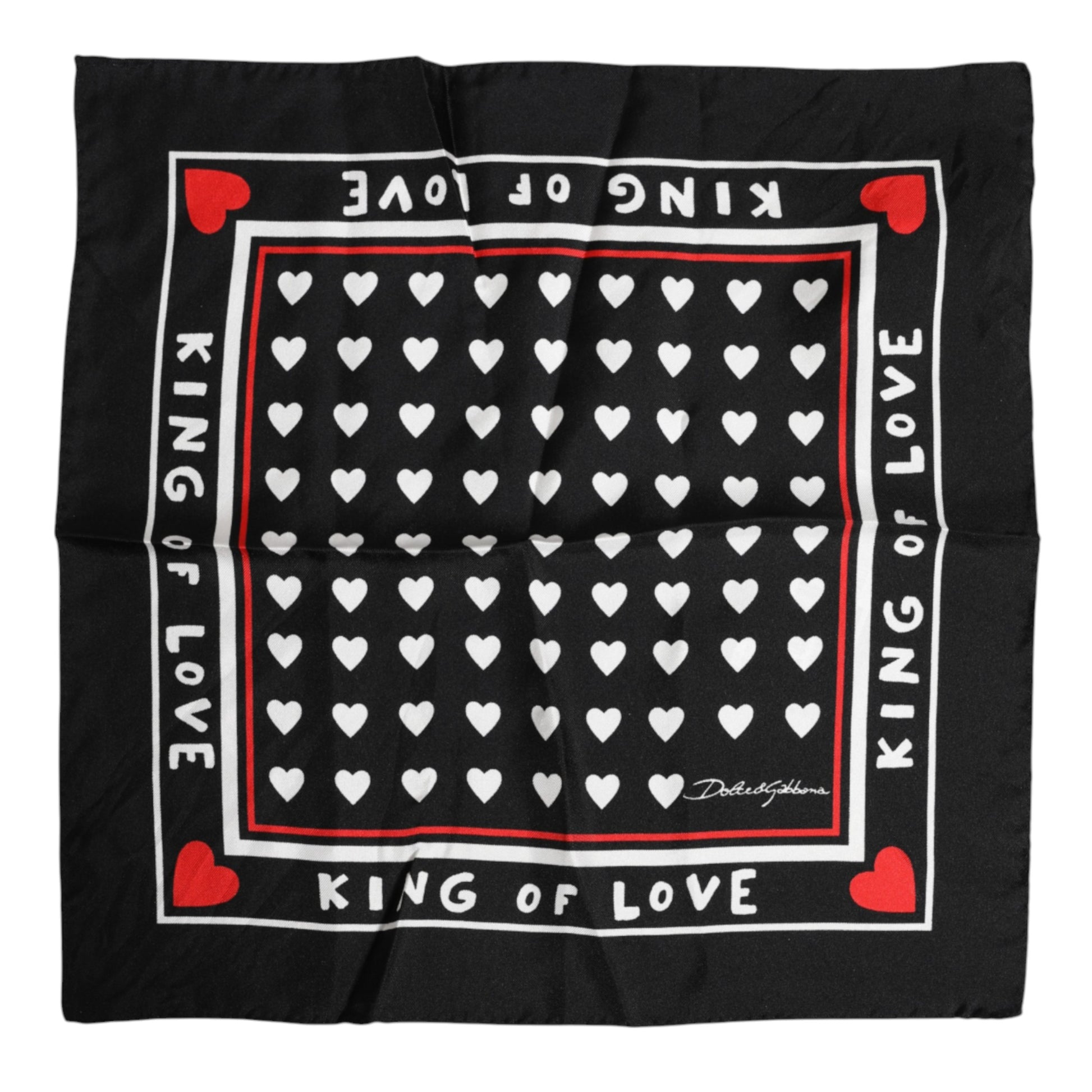 Black Printed Silk Square Men Foulard Scarf