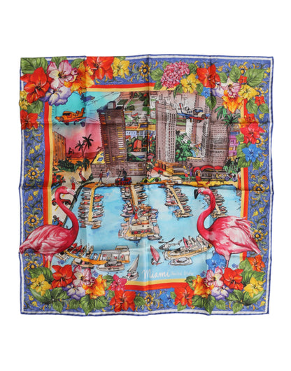 Multicolor Graphic Print Square Foulard Scarf