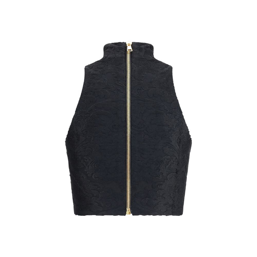 BUTTONED HLTNK BOUCLETTE BAROQUE TOP