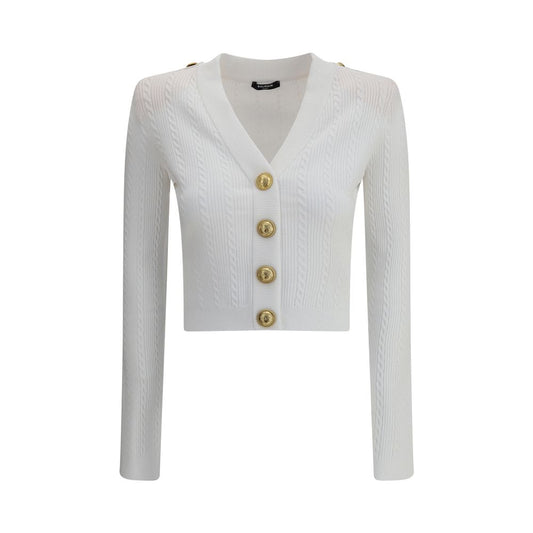 LS BUTTONED V-NECK TORSADE KNIT CARDIGAN