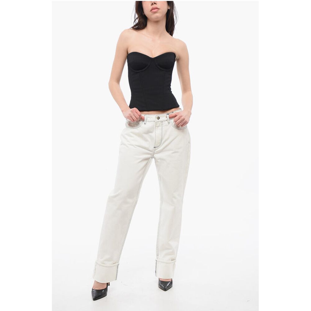 Straight-Fit Denims with Contrasting Stitching 20cm