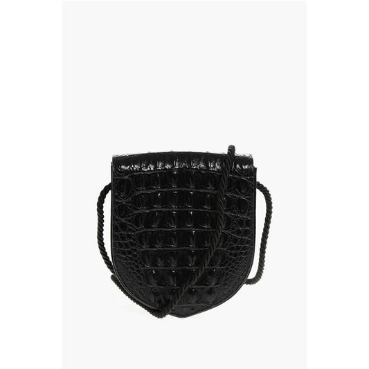 Embossed Leather ECUSSON Crossbody Bag with Crocodile Finish