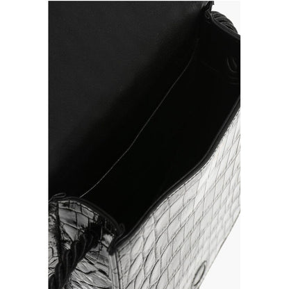 Embossed Leather ECUSSON Crossbody Bag with Crocodile Finish