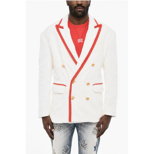 Terry Cotton Double Breasted Blazer with Golden-Buttons