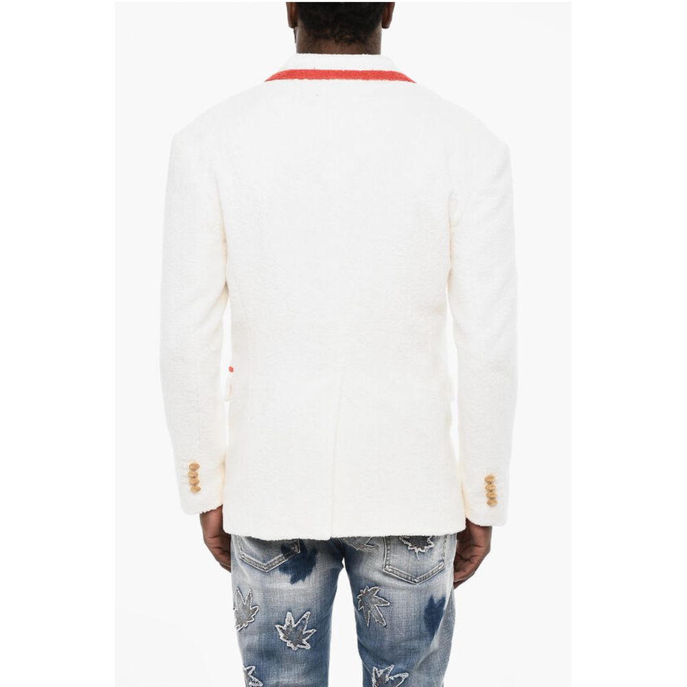 Terry Cotton Double Breasted Blazer with Golden-Buttons