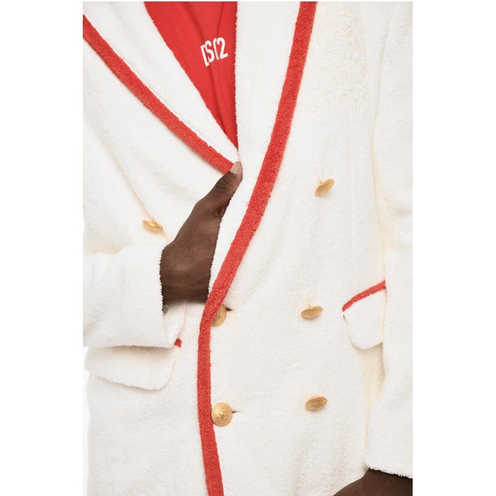 Terry Cotton Double Breasted Blazer with Golden-Buttons