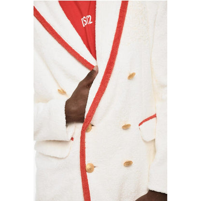 Terry Cotton Double Breasted Blazer with Golden-Buttons