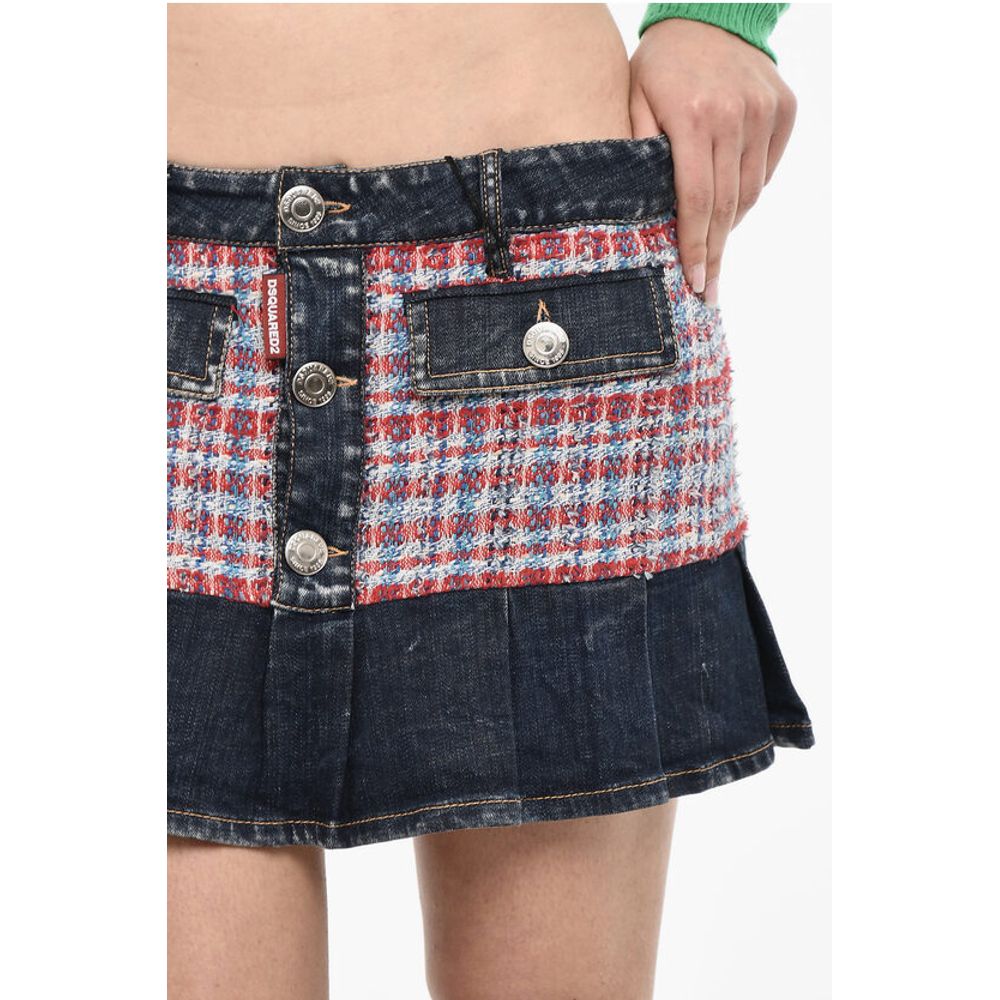 Double Fabric Miniskirt with Pleates