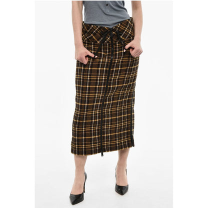 Tartan Motif Longuette Wool Skirt With Size Zips