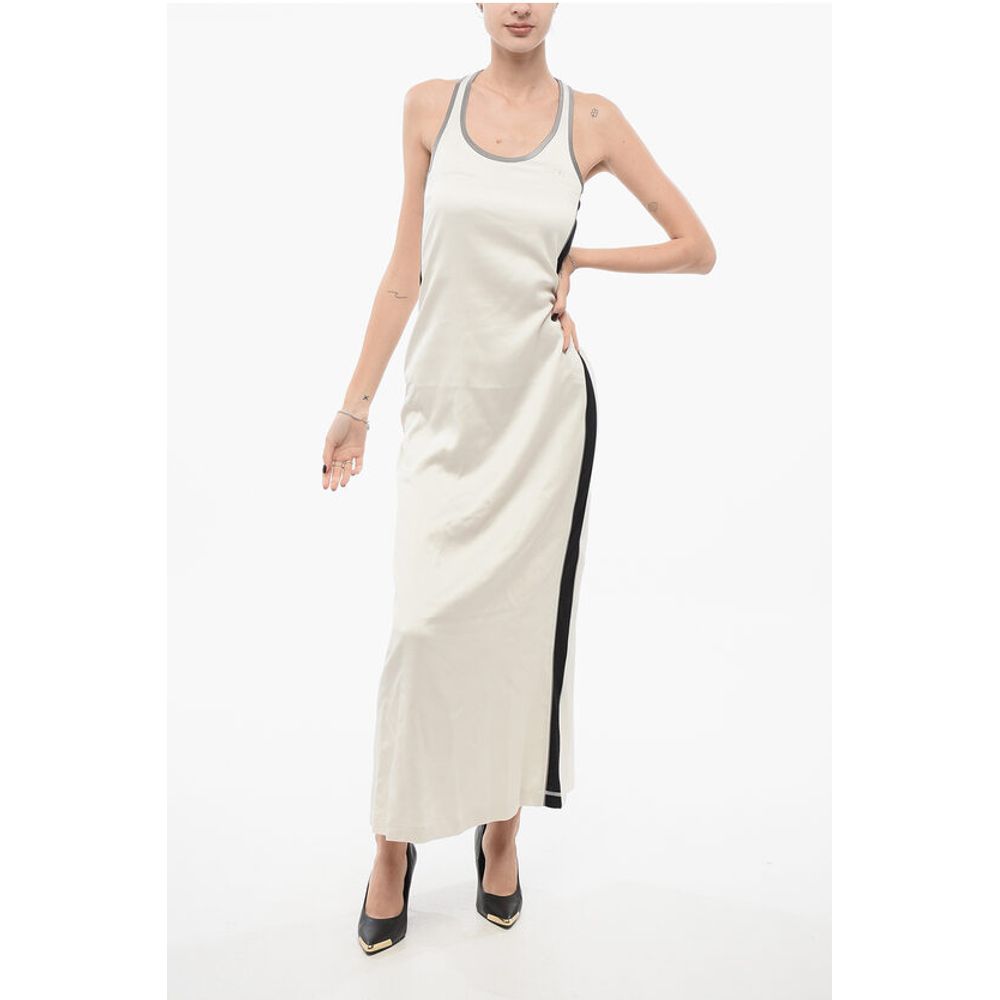 Viscose Slip Dress with Embroidered Logo