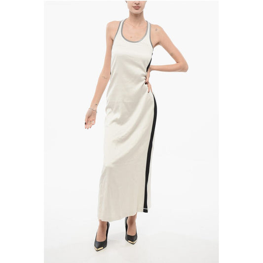 Viscose Slip Dress with Embroidered Logo