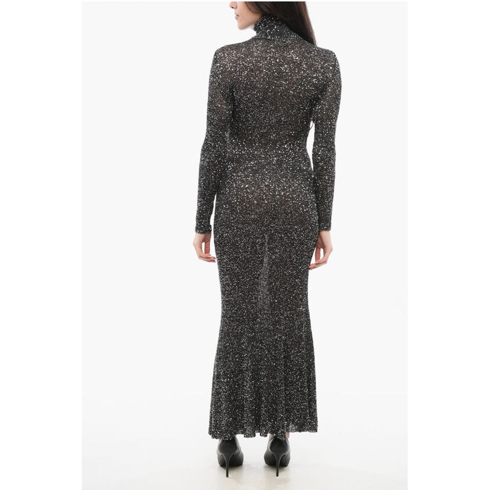 Sequined Maxi Dress with Turtleneck