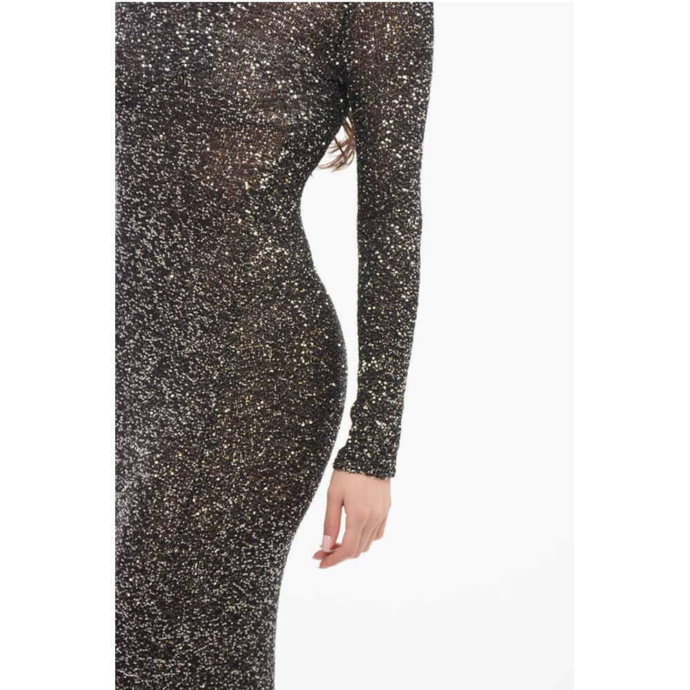 Sequined Maxi Dress with Turtleneck