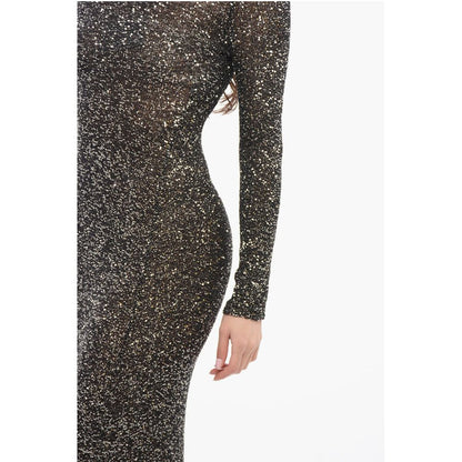 Sequined Maxi Dress with Turtleneck