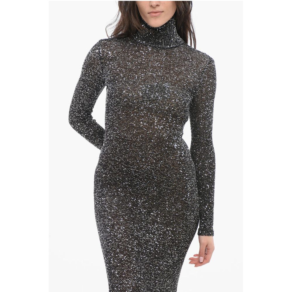 Sequined Maxi Dress with Turtleneck