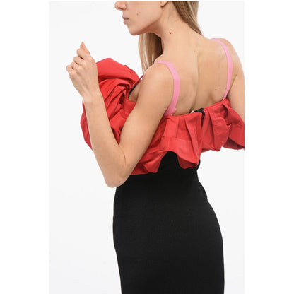 Knitted Cold-Shoulder Dress with Ruffled Detail