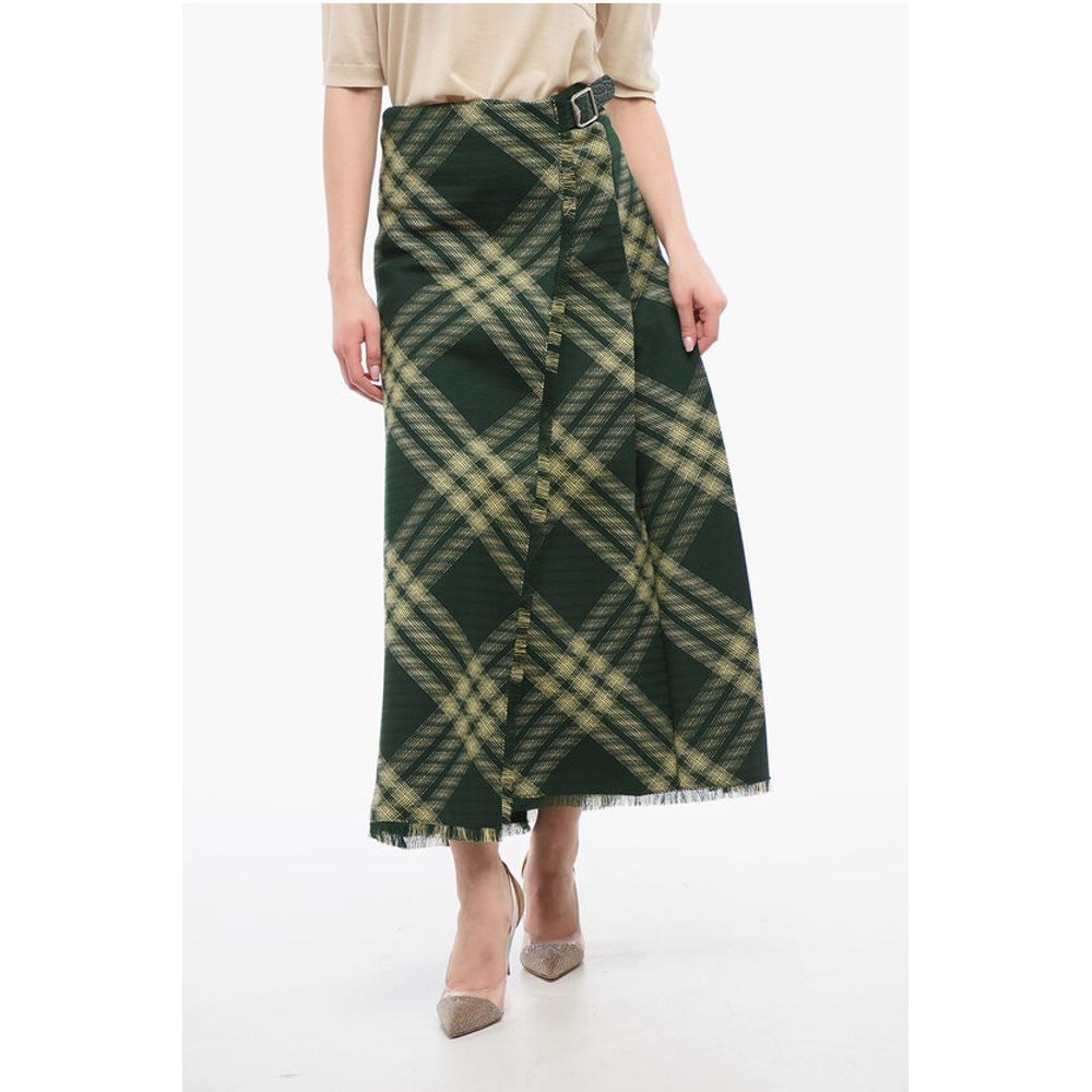 Wool Wrap Skirt with Fringed Hem