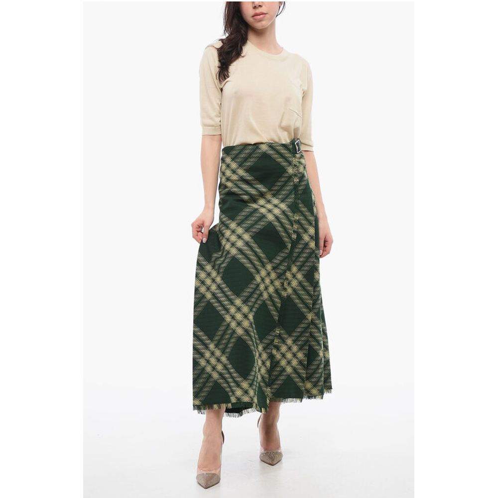 Wool Wrap Skirt with Fringed Hem