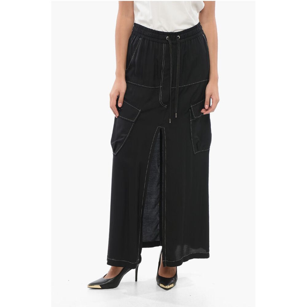 Solid Color GULP Cargo Skirt with Frontal Split and Visible