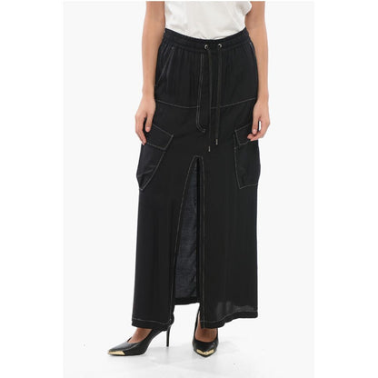 Solid Color GULP Cargo Skirt with Frontal Split and Visible