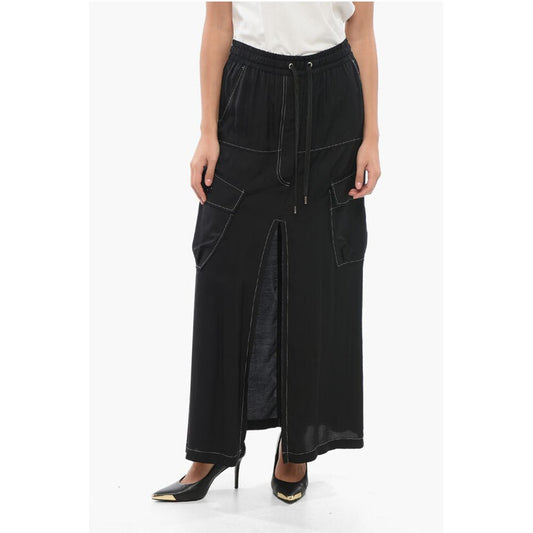 Solid Color GULP Cargo Skirt with Frontal Split and Visible