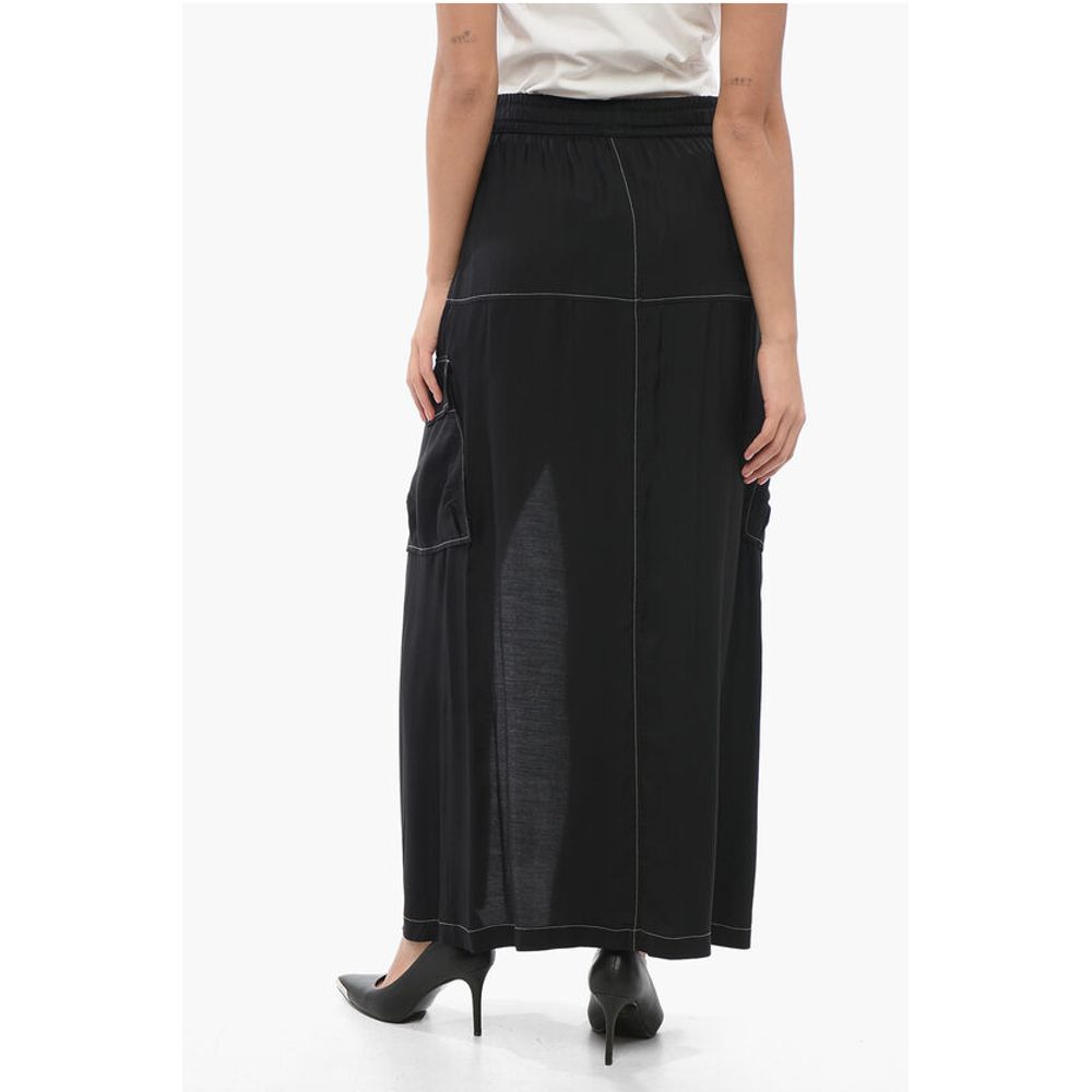 Solid Color GULP Cargo Skirt with Frontal Split and Visible