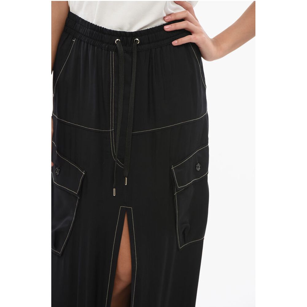 Solid Color GULP Cargo Skirt with Frontal Split and Visible