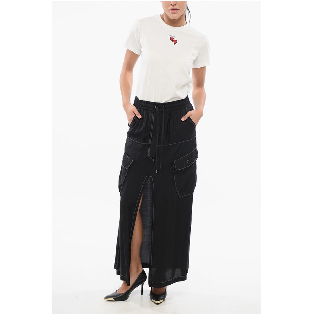 Solid Color GULP Cargo Skirt with Frontal Split and Visible