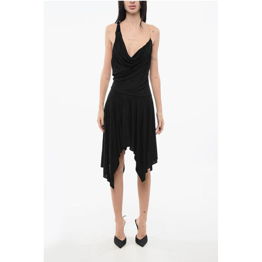 Bare Back Asymmetrical VITULANO Dress with Golden Chain