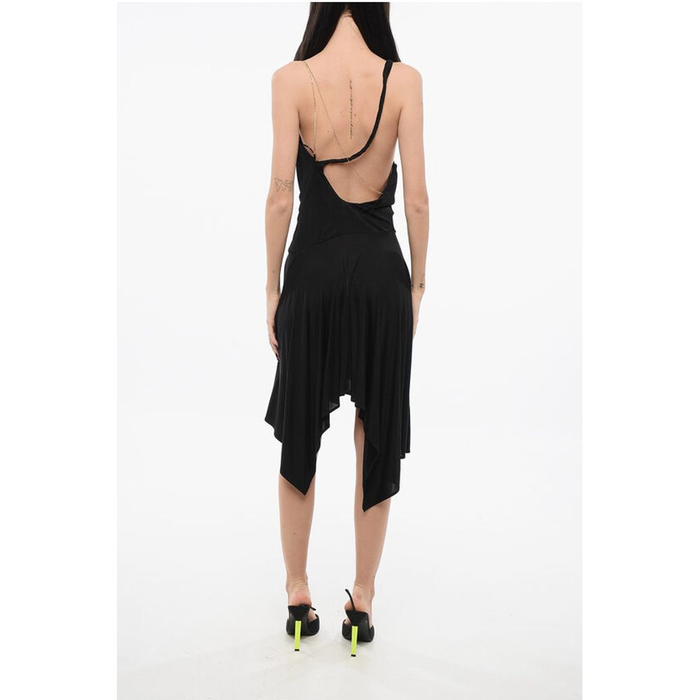 Bare Back Asymmetrical VITULANO Dress with Golden Chain