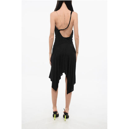 Bare Back Asymmetrical VITULANO Dress with Golden Chain