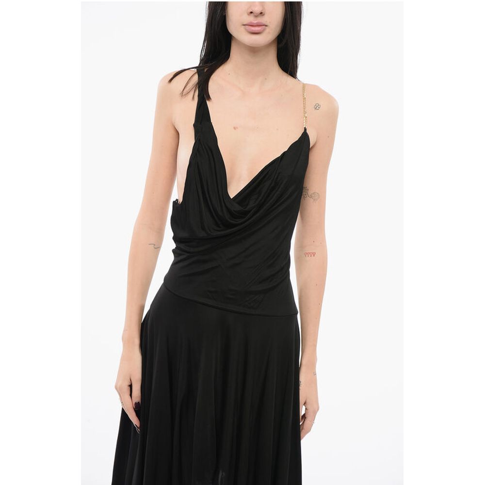 Bare Back Asymmetrical VITULANO Dress with Golden Chain