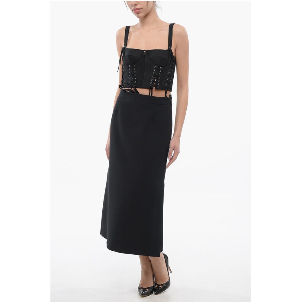 Wool Blend A-Line Longuette with Side Splits