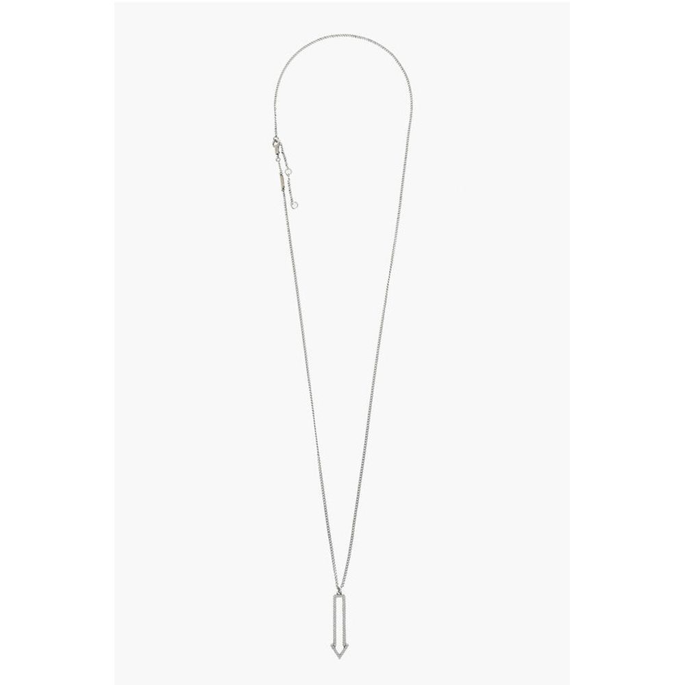 Brass Necklace with Arrow-Shaped Rhinestone Pendant
