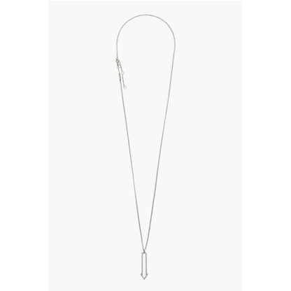 Brass Necklace with Arrow-Shaped Rhinestone Pendant