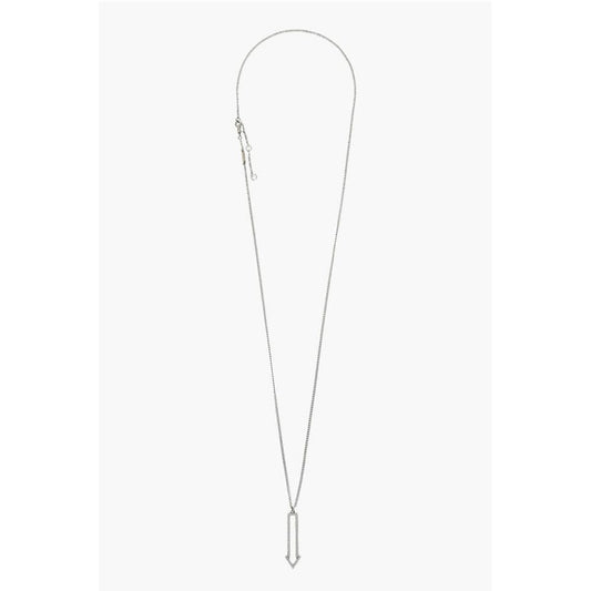 Brass Necklace with Arrow-Shaped Rhinestone Pendant