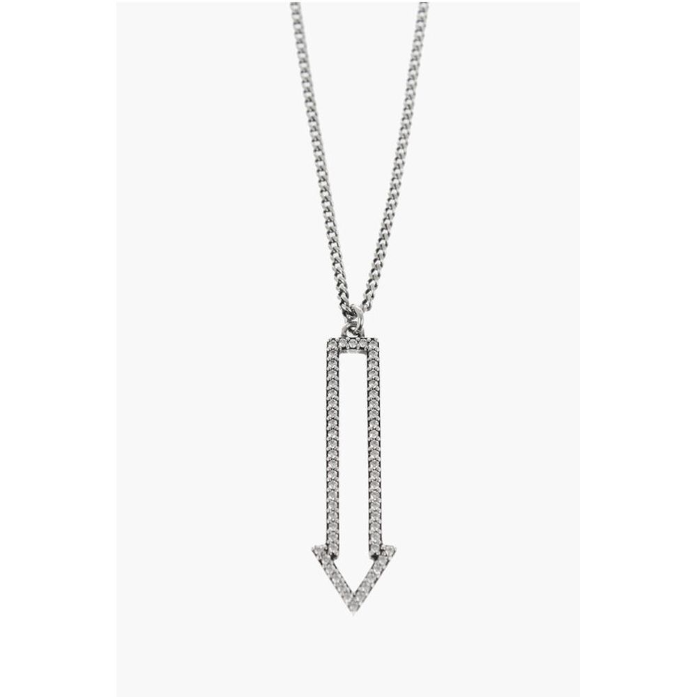 Brass Necklace with Arrow-Shaped Rhinestone Pendant