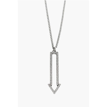 Brass Necklace with Arrow-Shaped Rhinestone Pendant