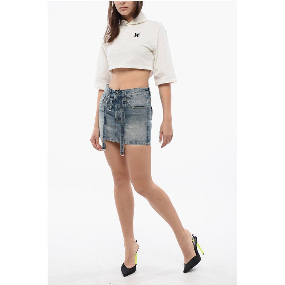 Stone Washed Denim Cargo Mini Skirt
