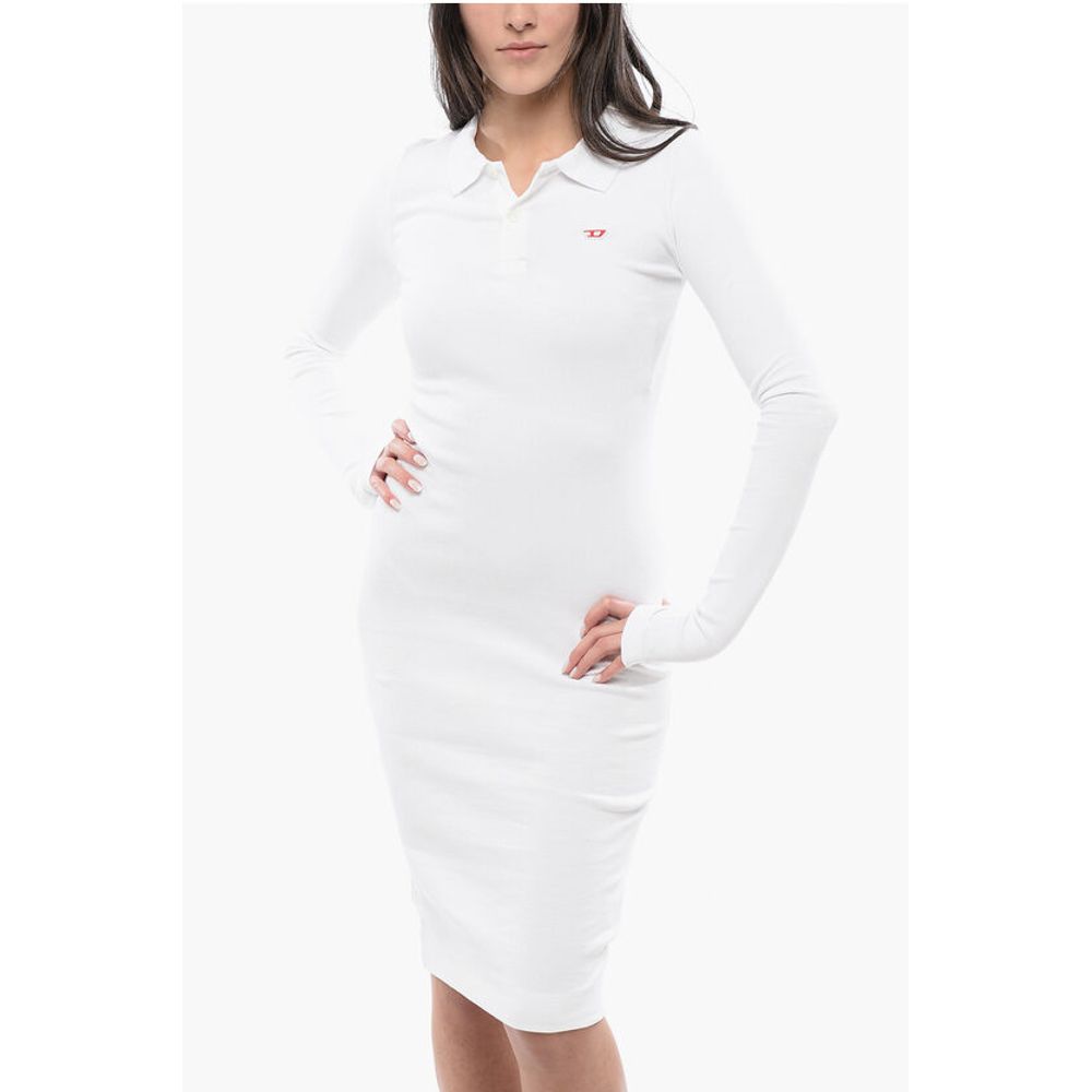 RED TAG Ribbed D-RIBENNY-LS-D Bodycon Polo Dress with 2-Butt