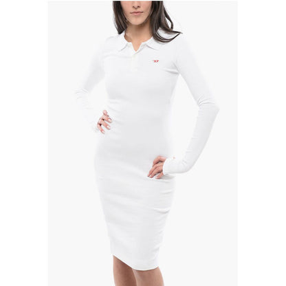 RED TAG Ribbed D-RIBENNY-LS-D Bodycon Polo Dress with 2-Butt
