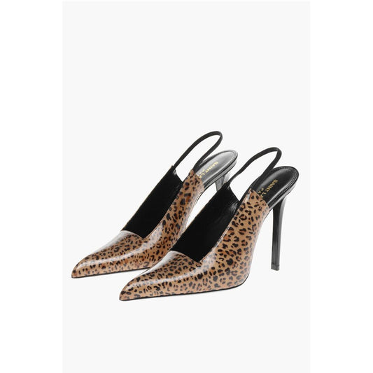 Animal Patterned Patent Leather Slingbacks with Stiletto Hee