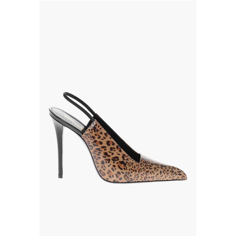 Animal Patterned Patent Leather Slingbacks with Stiletto Hee