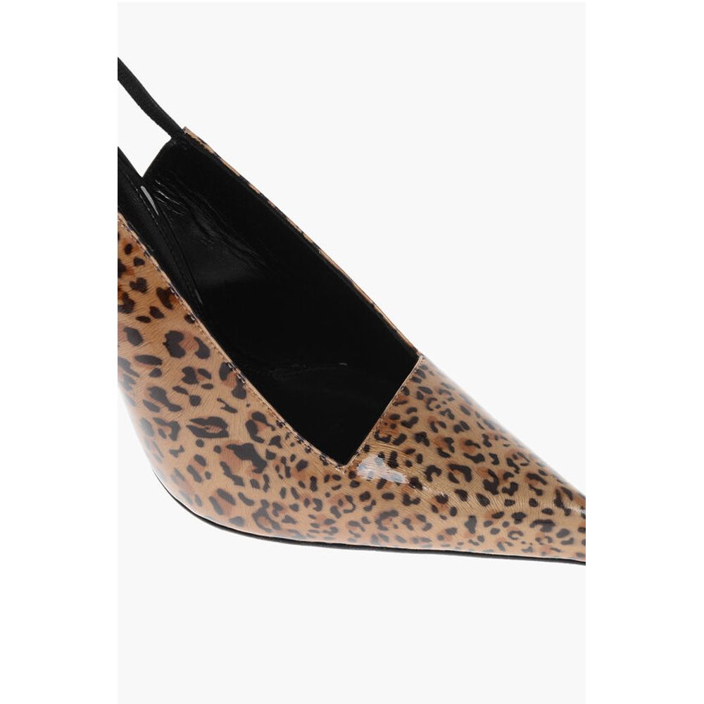 Animal Patterned Patent Leather Slingbacks with Stiletto Hee