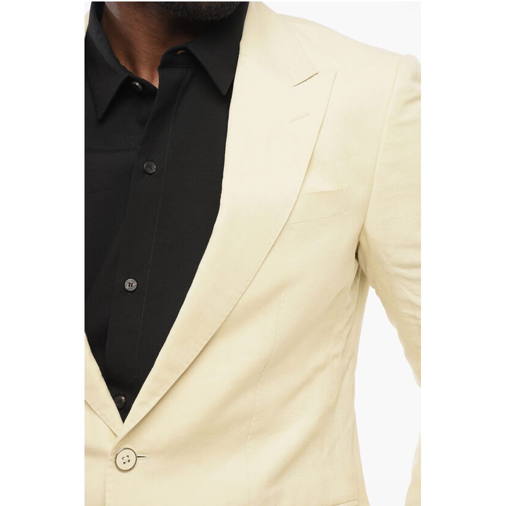 TAORMINA Unlined Linen Blend Blazer with Peak Lapel