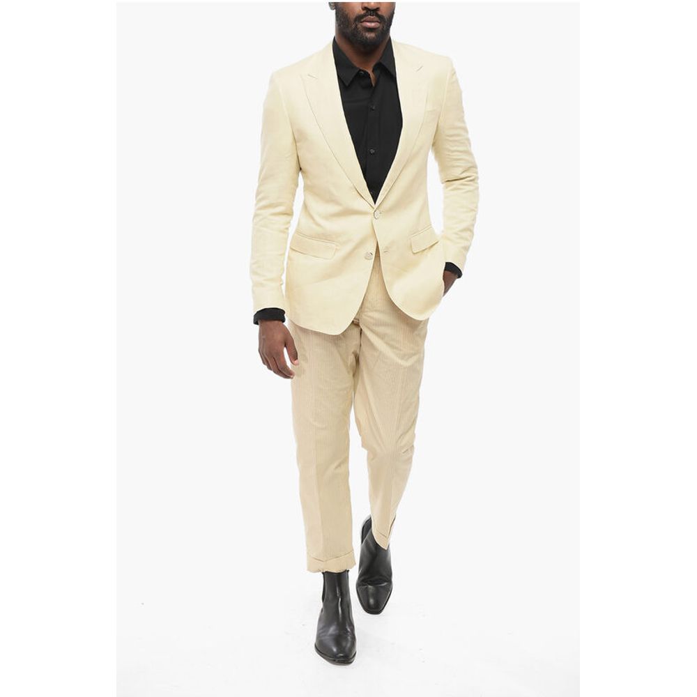 TAORMINA Unlined Linen Blend Blazer with Peak Lapel