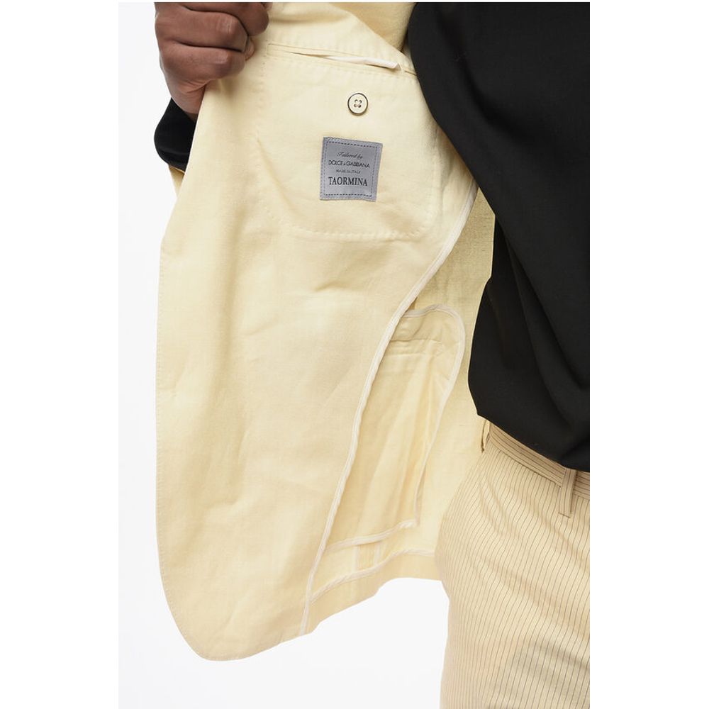 TAORMINA Unlined Linen Blend Blazer with Peak Lapel