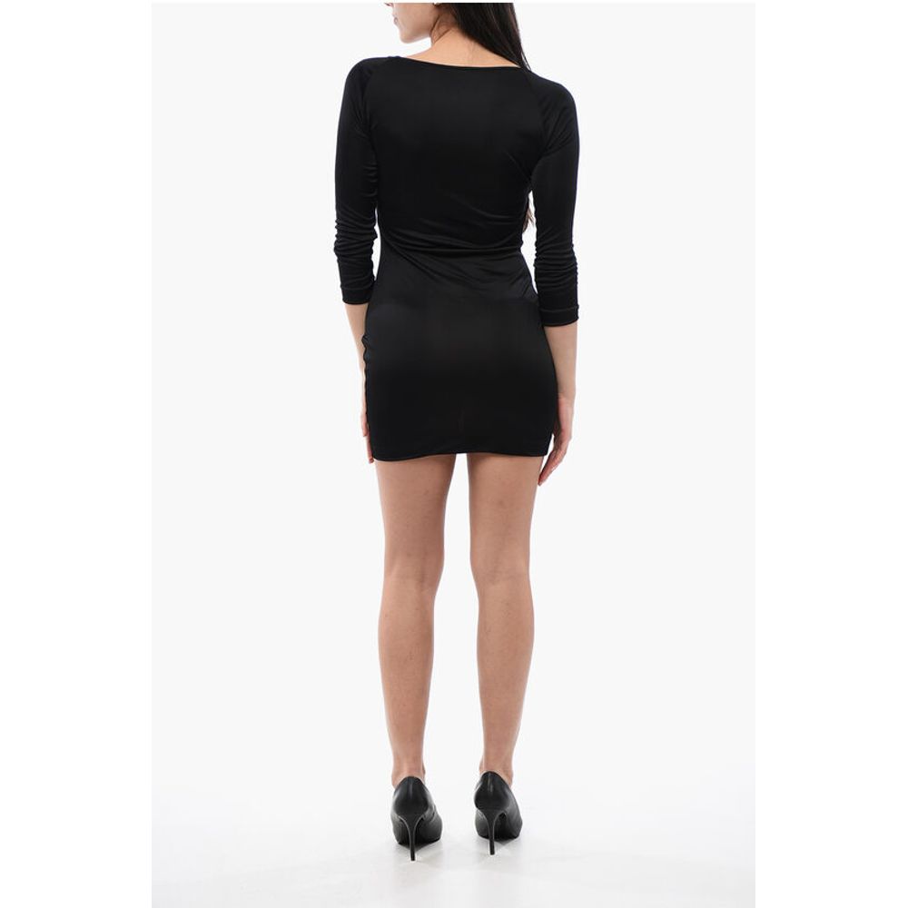 Viscose Sheath Dress with Tie Neck Detail