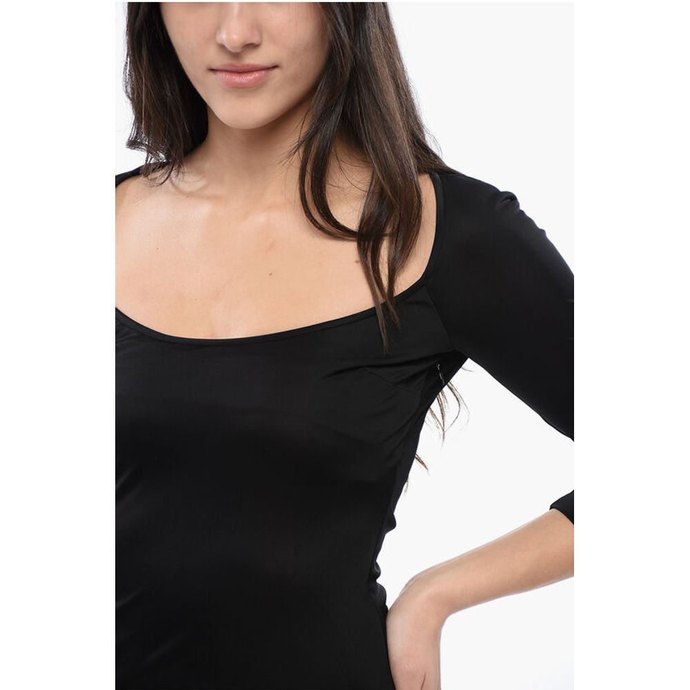 Viscose Sheath Dress with Tie Neck Detail